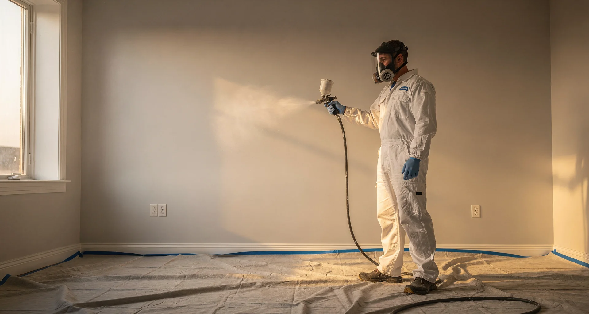 Professional painter applying clean coat with precision edging along trim