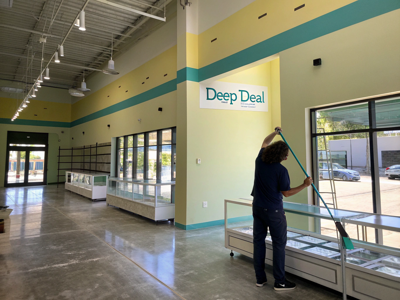 Freshly coated contemporary commercial retail space