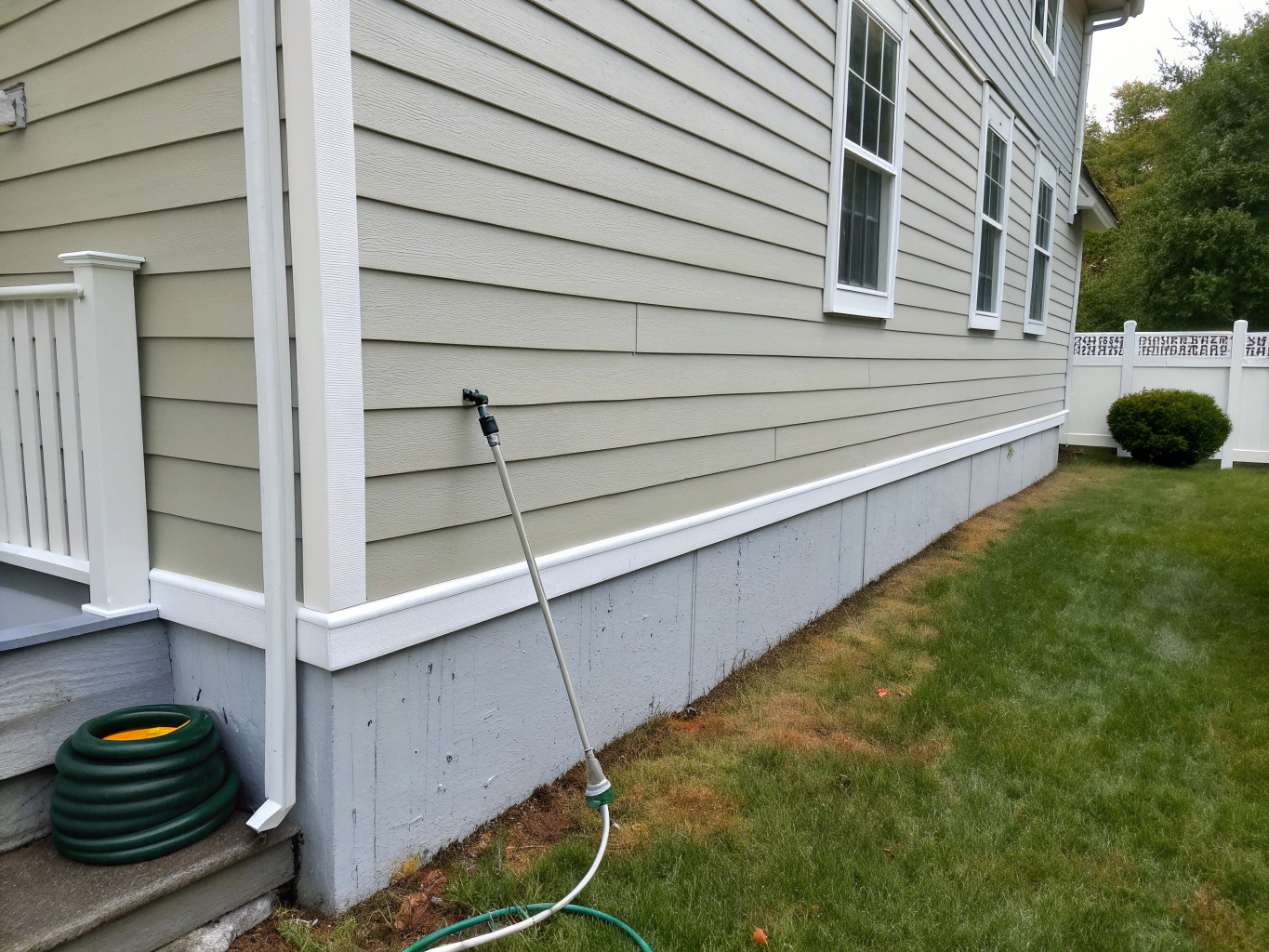 Weathered exterior siding before preparation and washing