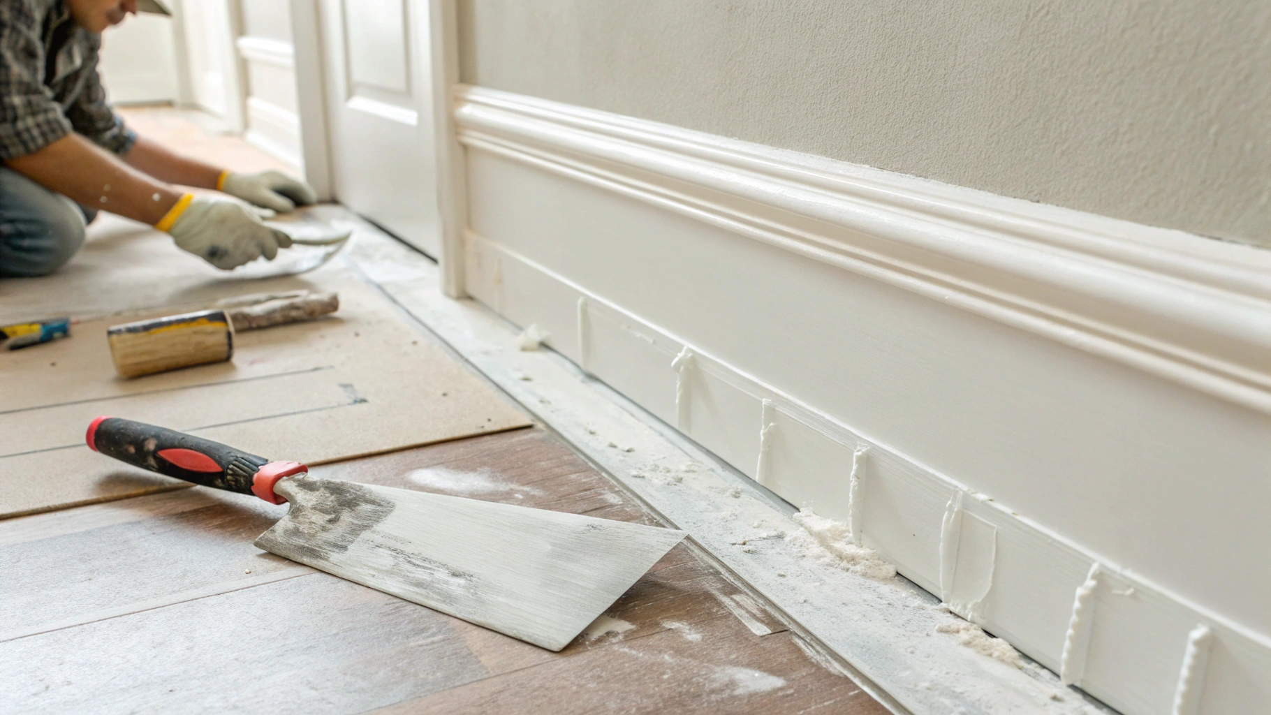Careful surface preparation and plaster repairs before painting coat application